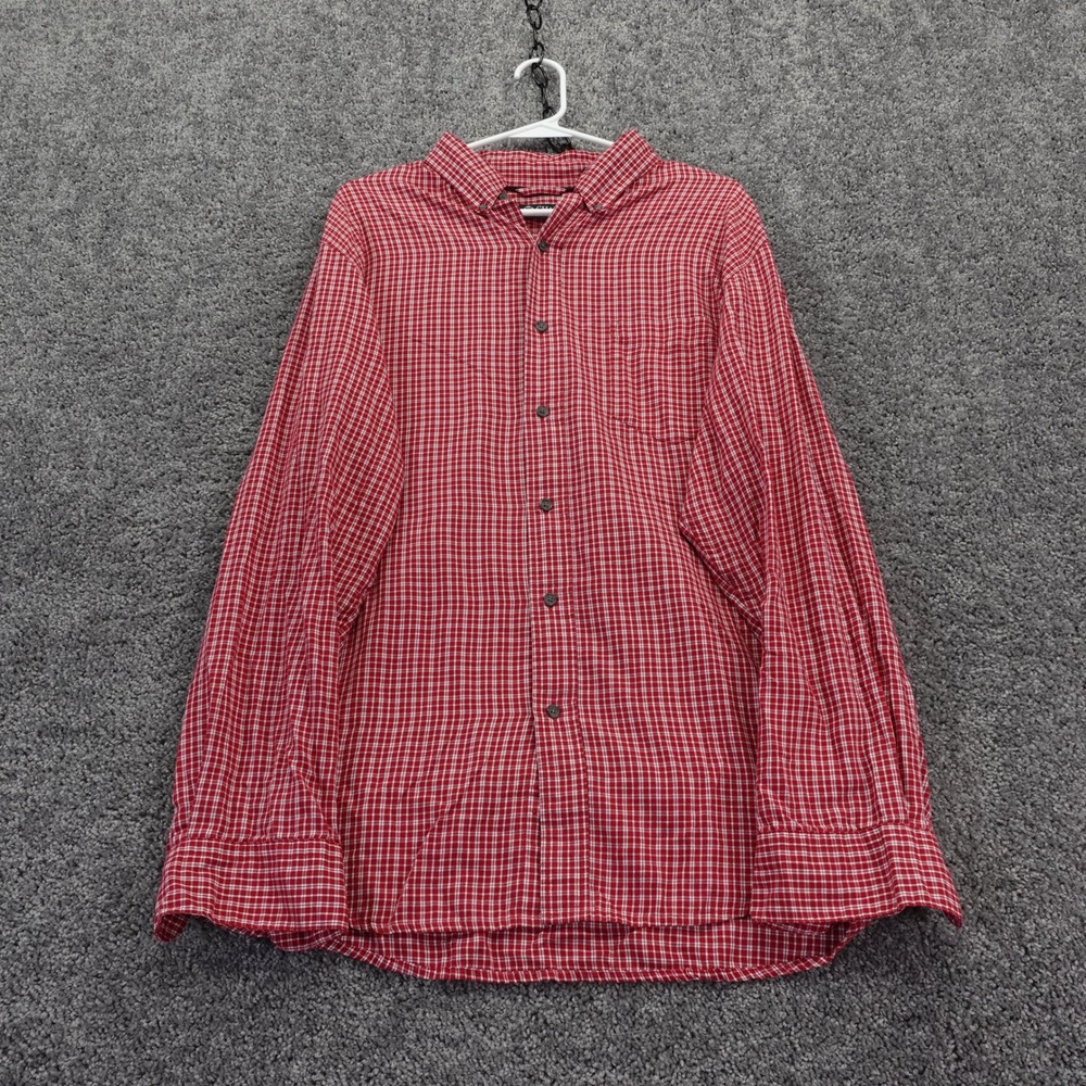 Chaps Button Down Shirt Mens Extra Large Red Plaid Long Sleeve Cotton Blend